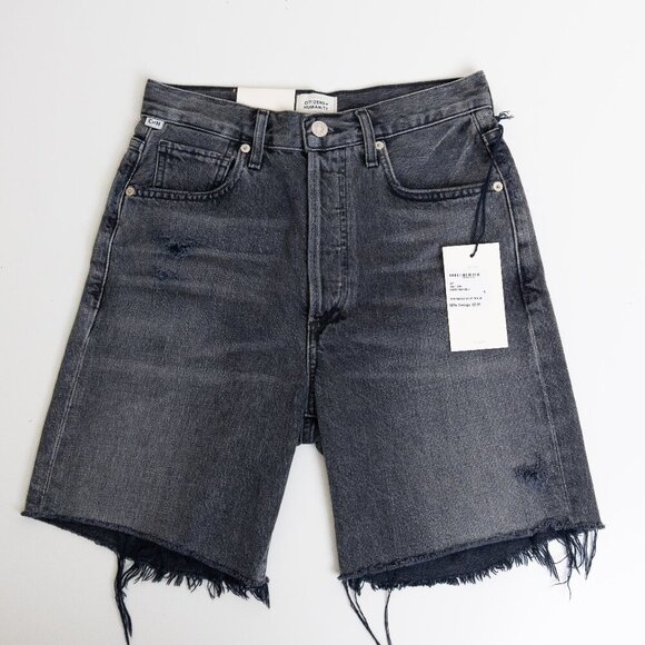 Citizen Of Humanity Camilla Frayed Hem Ripped Shorts Karma Gray Denim Jorts - Picture 2 of 16